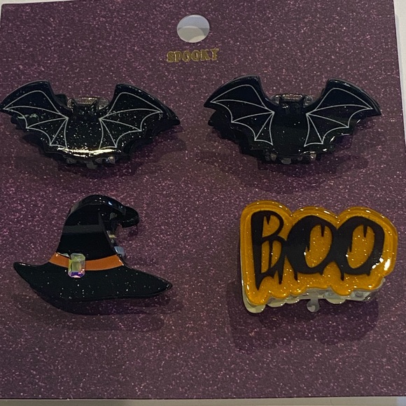 Bundle of Spooky brand Halloween 3-pk Loop Earrings + 4-pk Small Hair Clips NWT - Picture 3 of 7